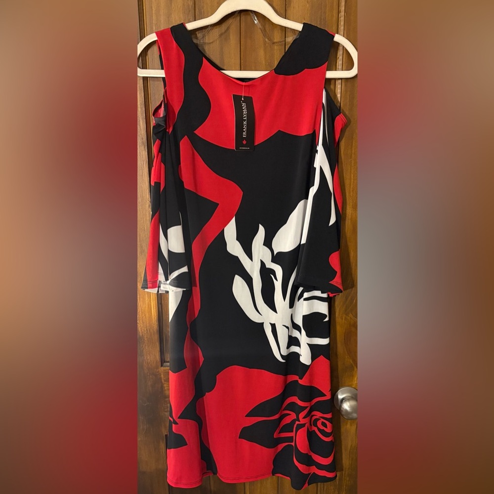 Frank Lyman Design Black and Red Asymmetrical Dress